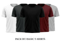 Pack of 5 Multi color Plain Half Sleeve T-Shirts for Men