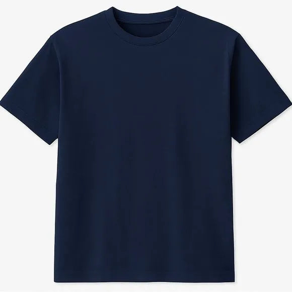 Navy Blue Plain Round Neck T-Shirt for Men