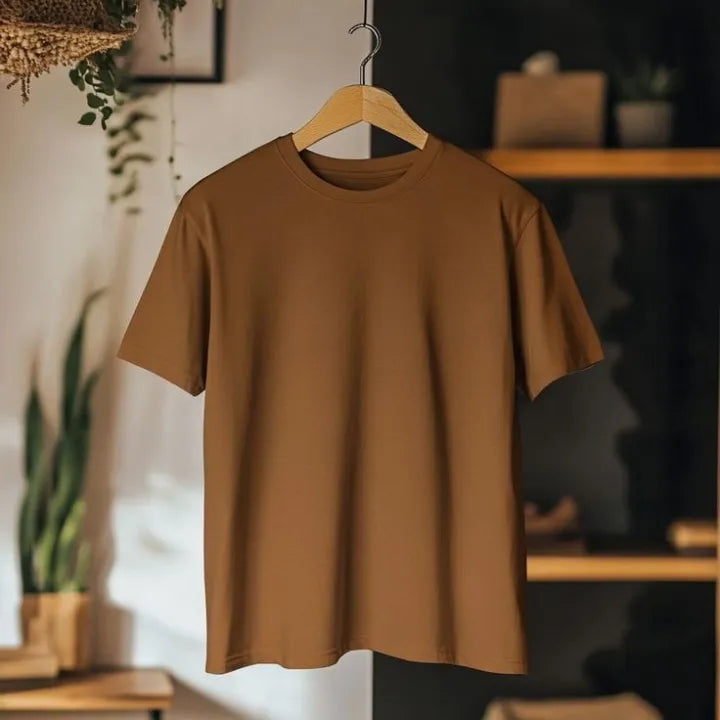 Navy Blue Plain Round Neck T-Shirt for Men