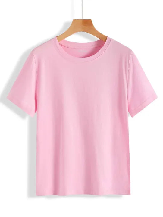 Classic Round Neck Pink T-Shirt