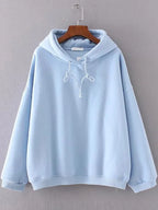 Sky Blue Pullover Hoodie with Front Pocket and Long Sleeves