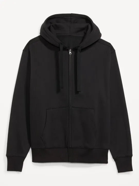 Black Zipper Hoodie Plain – Winter Essential